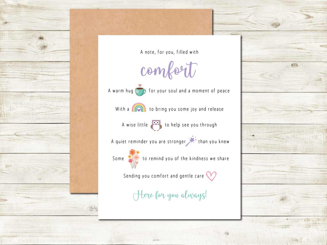 Notes For Friends A Card of Comfort Note for Friend Filled With Kindness and Positivity ...