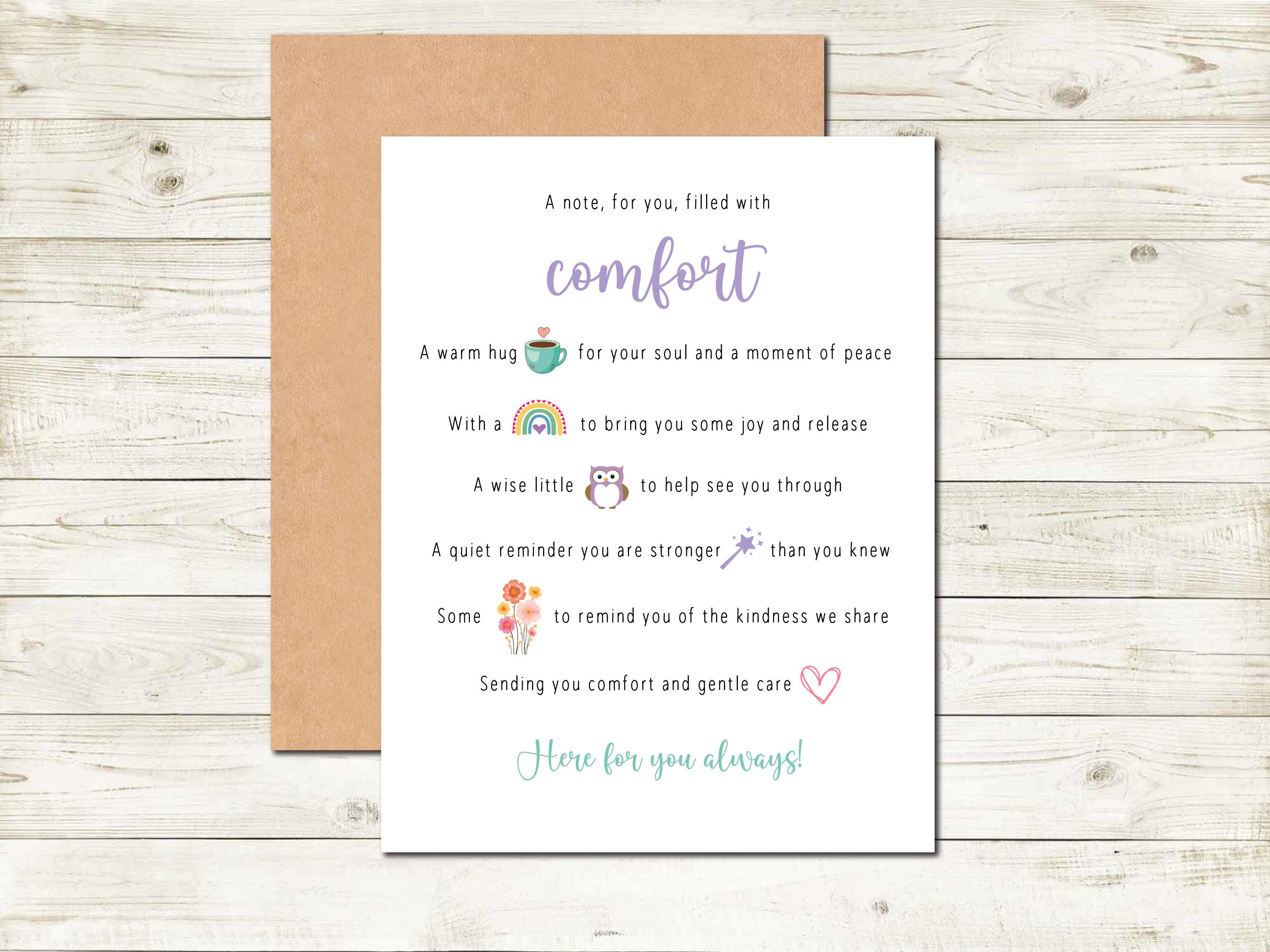 Notes For Friendship A Card of Comfort Note for Friend Filled With Kindness and Positivity ...
