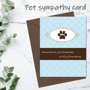 Carte de sympathie pour chien, animal de compagnie, perte de son animal de compagnie, condoléances pour la perte d'un chien, deuil, carte commémorative pour chien fidèle compagnon