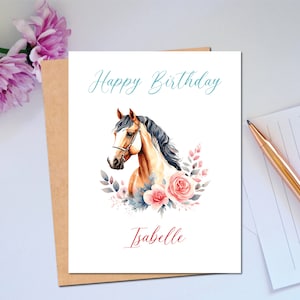 Pferd Geburtstagskarte Personalisierte Pferd Geburtstagskarte Geburtstag für Ihre Tochter Pferd Geburtstag