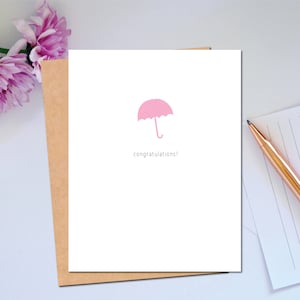 Herzlichen Glückwunsch Baby-Dusche-Karte Rosa Regenschirm Karte für neues Baby Willkommen Baby-Mädchen-Karte für neue Eltern Erwartung Baby-Karte neue Großeltern