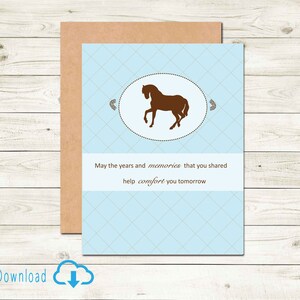 Tarjeta de condolencia de caballo imprimible Pérdida de caballo Imprimible Pérdida de mascota Descarga instantánea Condolencias de caballo Imprimir en casa