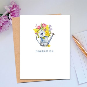Carte Pensées pour vous avec des fleurs Carte de sympathie positive pour égayer la journée de quelqu'un Carte de sympathie