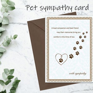Tarjeta de condolencias por la pérdida de un perro Tarjeta de condolencias por la pérdida de un perro Tarjeta conmemorativa por la pérdida de un perro Tarjeta conmemorativa por la pérdida de un perro Compañero leal Huella de pata
