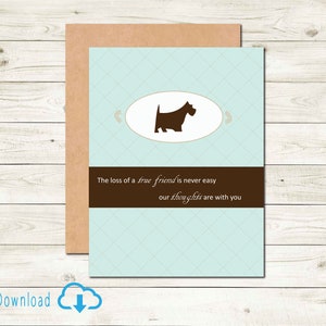 Carte imprimable de sympathie pour animal de compagnie, carte à téléchargement numérique, chien terrier pour la perte d'un animal de compagnie, cartes imprimables à téléchargement immédiat, carte de deuil, condoléances