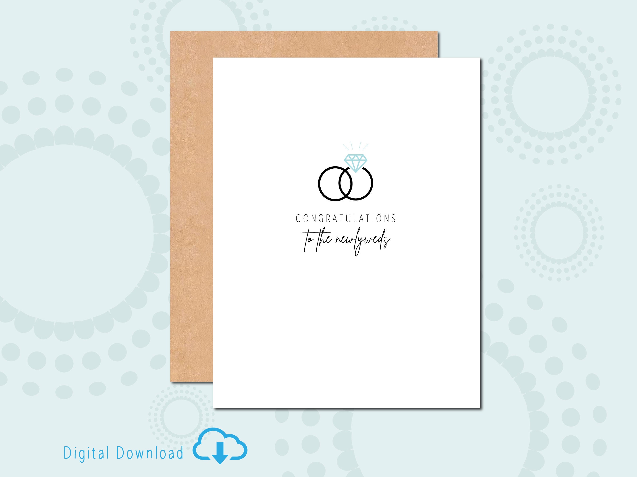 Printable Wedding Congratulations Card Digital Download Card for Couple on Wedding Day With ...
