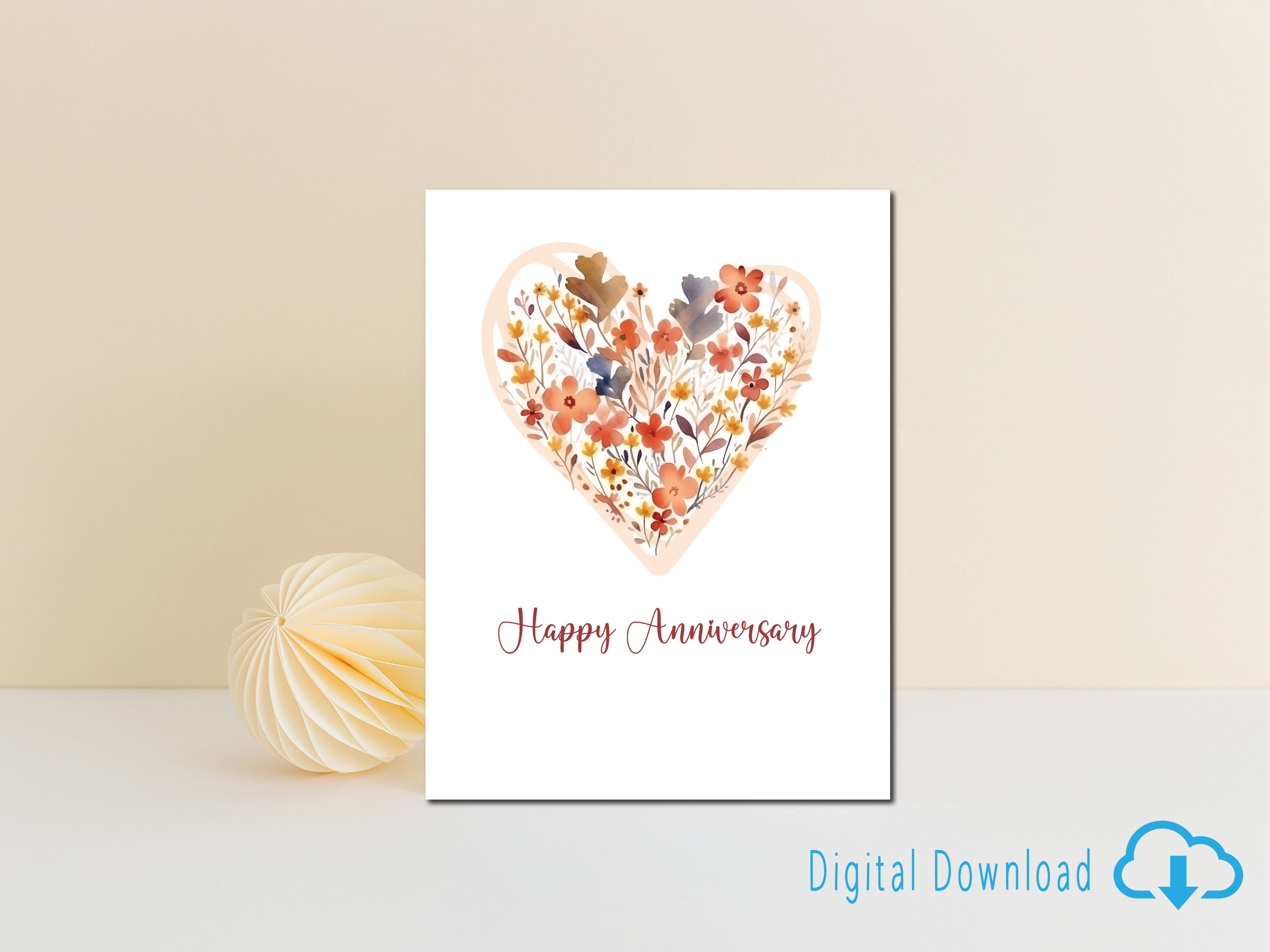 Printable Anniversary Card for Couple Heart Bouquet Happy Anniversary ...