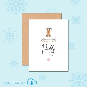 Reindeer Weihnachtskarte für Papa Weihnachten von Tochter Karte für Papa ist super Karte Frohe Feiertage Vater Karte Sohn Frohe Weihnachten Papa