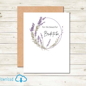 Druckbare Braut Karte Digital Download Karte für Brautdusche Karte zu Braut Lavendel Kranz Karte