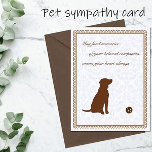 Carte de sympathie pour chien, animal de compagnie, perte de condoléances pour la perte d'un chien, deuil, carte commémorative pour chien fidèle compagnon