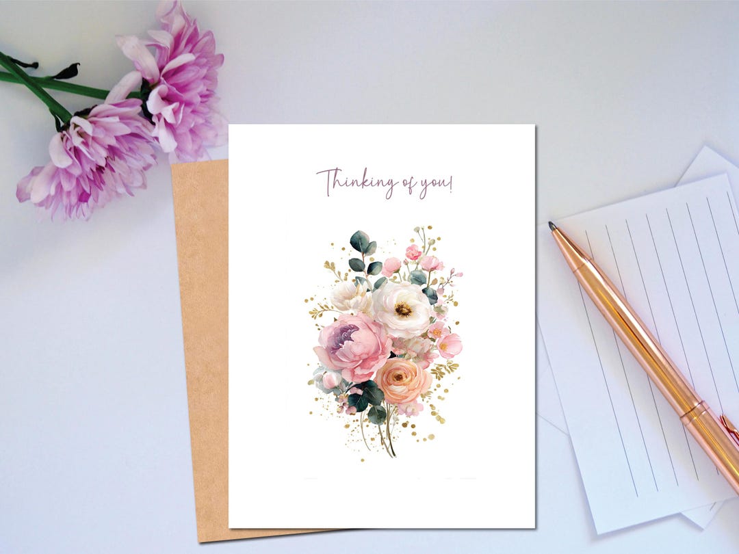 Thinking of You Card – Watercolor Floral Greeting Card – Sympathy ...