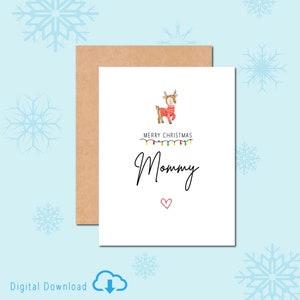 Biglietto di Natale con renna per la mamma Biglietto di download digitale natalizio per la mamma Biglietto fantastico Biglietto di buone feste per la mamma Primo buon Natale mamma