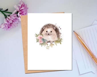 Woodland Series Cute Hedgehog Card Everyday Note Card For Any Occasion Whimsical Card of Hedgehog Stationery Blank Card Wildlife Card