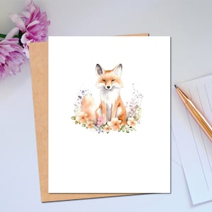 Carte renard mignon série Woodland Carte de correspondance pour tous les jours Carte fantaisiste de Papeterie de renard Carte de la faune