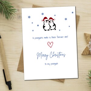 Biglietto di Natale pinguino per marito o moglie Biglietto di Natale per fidanzato, biglietto di Natale per partner Biglietto di Natale per lei, biglietto romantico