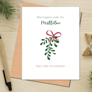 Fun Romantic Christmas Card Under the Mistletoe Him or Her Card for Girlfriend Christmas Card Boyfriend