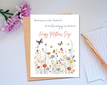 Mother's Day Card Wildflower Card for Mom with Flowers to wish Mum Happy Mother's Day Best Mom Card