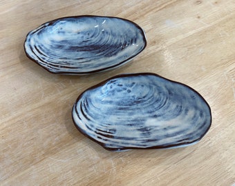 Handmade Ceramic Trinket Dish - Mussel Shell