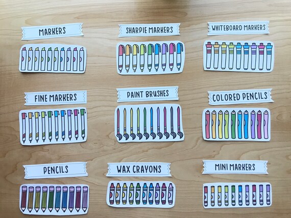 96 Colorful Stickers Pencils Markers Colored Pencils Etsy