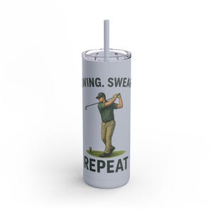 Golf Lover&#39;s 20oz Tumbler - Swing, Sweat, Repeat, Personalized Gift for Golfer, Travel Mug, Sports Fanatic, Birthday Gift, Father&#39;s Day