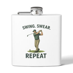 Golf Flask with Humor - Swing. Swear. Repeat. | Perfect Gift for Golf Lovers, Groomsmen, Father&#39;s Day, Sports Events, Golf Accessories