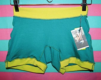 Made to Order Femme Hot Pants Teal Yellow ALL SiZES HANDMADE UNDERWEAR Womens Small Medium Large Extra Large Womens