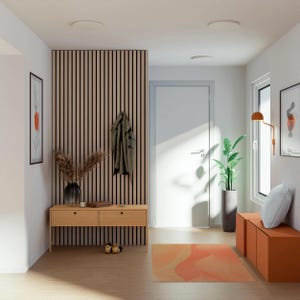 Panel acústico decorativo de madera maciza de abedul de 2400 x 400 mm, láminas de 35 mm, respaldo de fieltro negro, paneles acústicos, paneles de pared