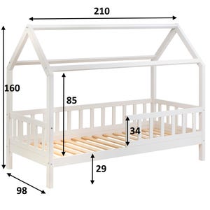 Lit cabane pour tout-petit Montessori en bois de pin massif (90 x 200) avec tiroirs, lit pour tout-petit avec lit gigogne image 3