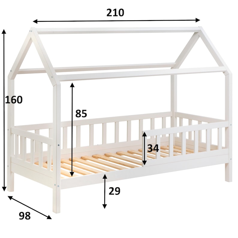 Lit cabane pour tout-petit Montessori en bois de pin massif (90 x 200) avec tiroirs, lit pour tout-petit avec lit gigogne image 3