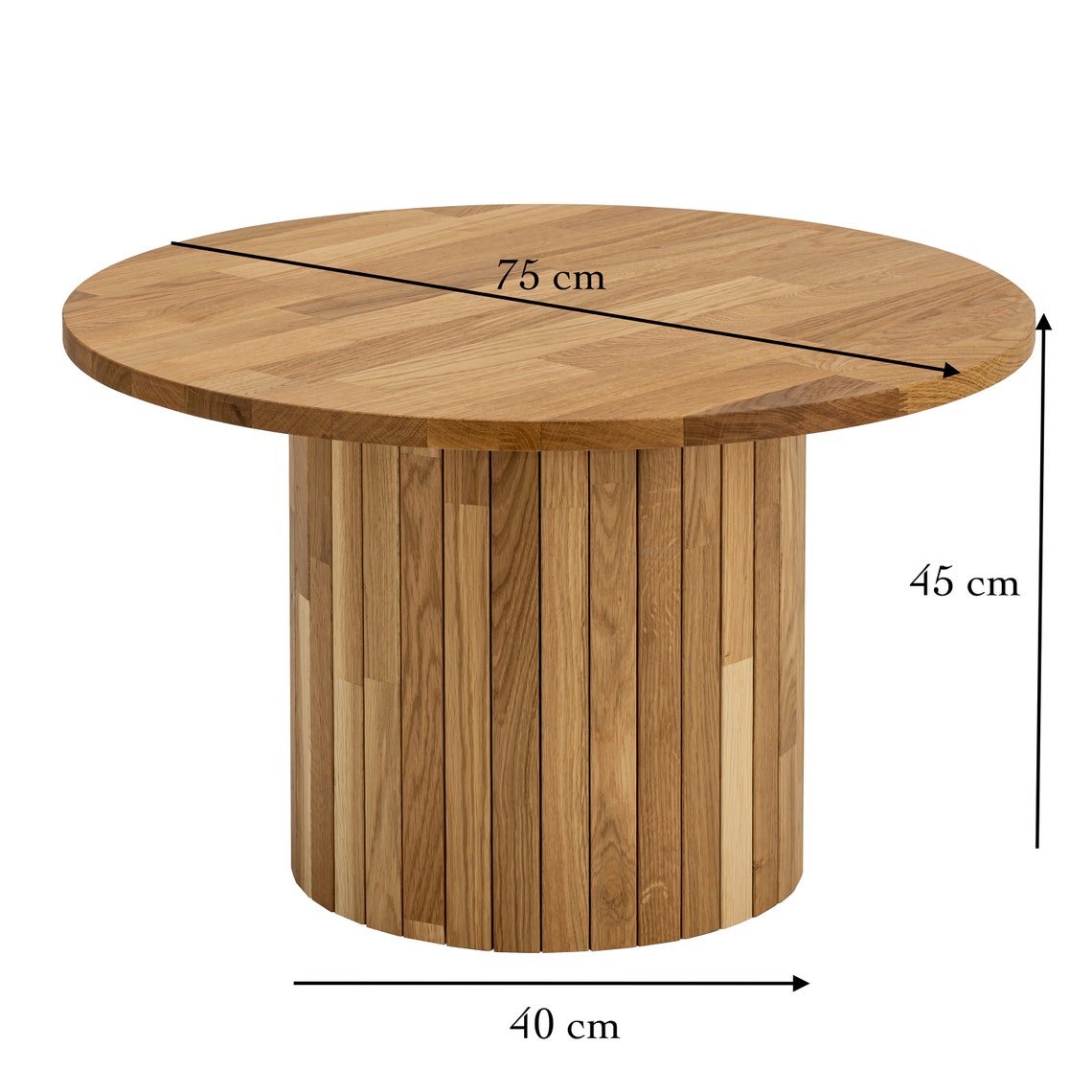 Round Wood Coffee Table, Modern Coffee Table, Solid Oak Coffee Table ...