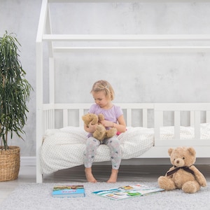Lit cabane pour tout-petit Montessori en bois de pin massif (90 x 200) avec tiroirs, lit pour tout-petit avec lit gigogne image 6