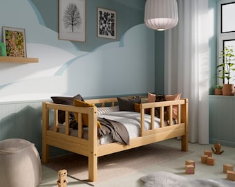 Montessori-peuterbed met lattenbodem 70 x 140, massief houten kinderbedframe