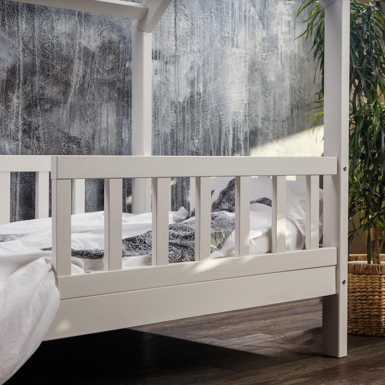 Lit cabane pour tout-petit Montessori en bois de pin massif (90 x 200) avec tiroirs, lit pour tout-petit avec lit gigogne image 12