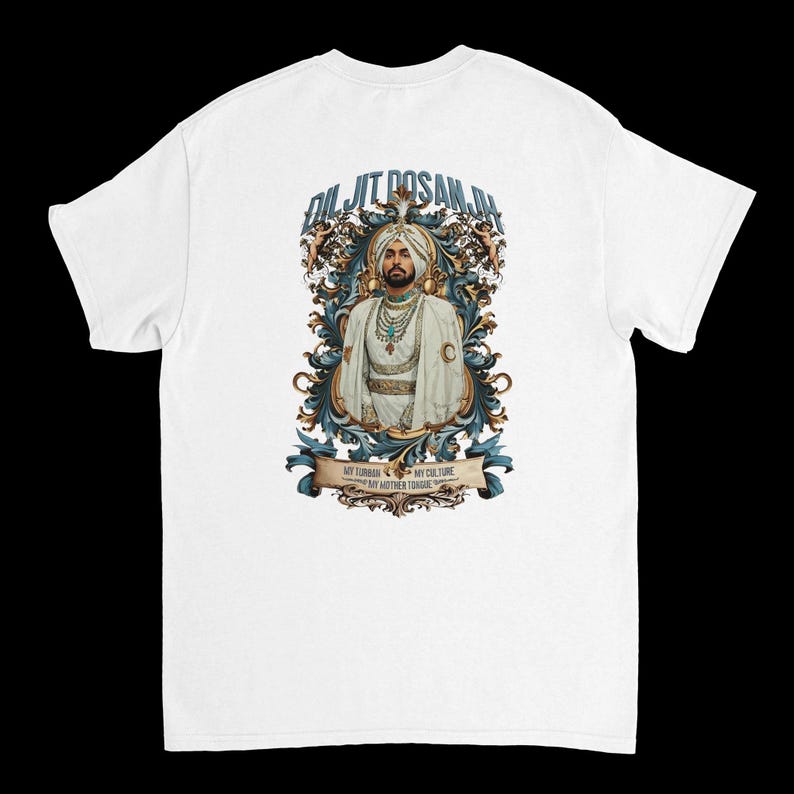Camiseta Diljit Dosanjh: Mi turbante, mi cultura, mi lengua materna White
