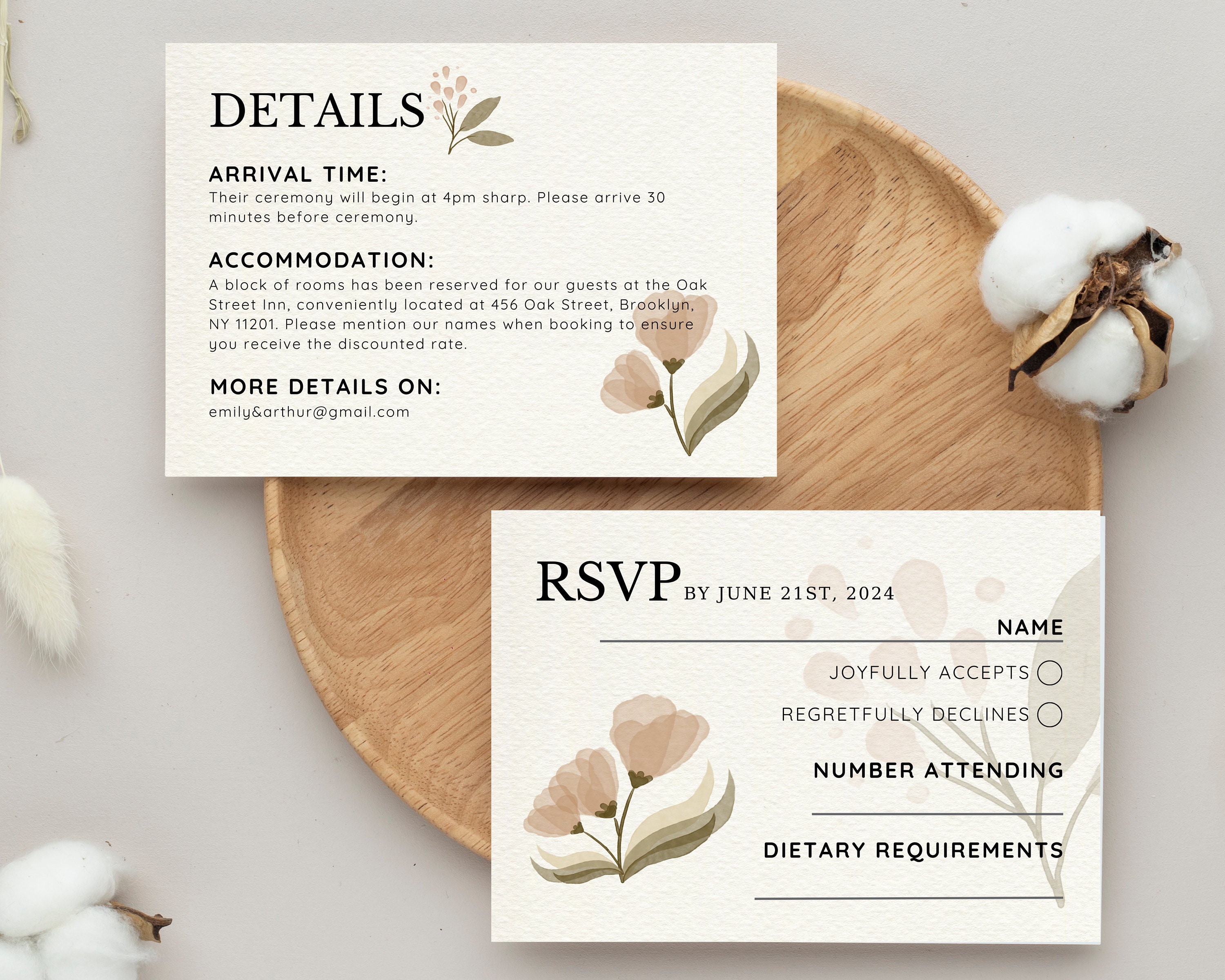 Minimal Vintage Wedding Invitation Template Downloadable Wedding 