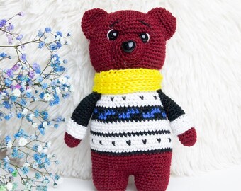 Handmade crocheted amigurumi bear, antistress toy, fidget toy, gift bear, soft baby toy, teddy bear toy, sweater bear, birthday gift