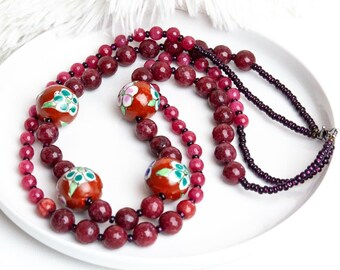 Handmade unique necklace, semi-precious stone necklace, gemstone necklace, quartz necklace, gift for her, gift for mother, gemstone jewelry