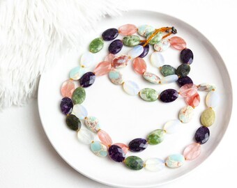 Handmade unique necklace, semi-precious stone necklace, gemstone necklace, agate necklace, gift for her, gift for mother, gemstone jewelry