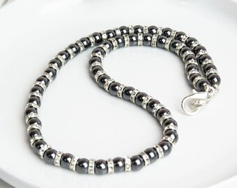 Handmade unique necklace, semi-precious stone necklace, gemstone necklace, hematite necklace, gift for her, gift for mother, stone jewelry