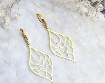 Filigree handmade earrings, leaf earrings, friendship jewelry, thin metal earrings, light earrings, wedding gift, Mother's day gift