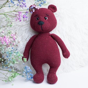 Handmade crocheted amigurumi bear, antistress toy, fidget toy, gift bear, soft baby toy, teddy bear toy, purple bear, birthday gift
