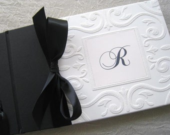 Wedding Guest Book Black and White Monogram Classic Style Personalized