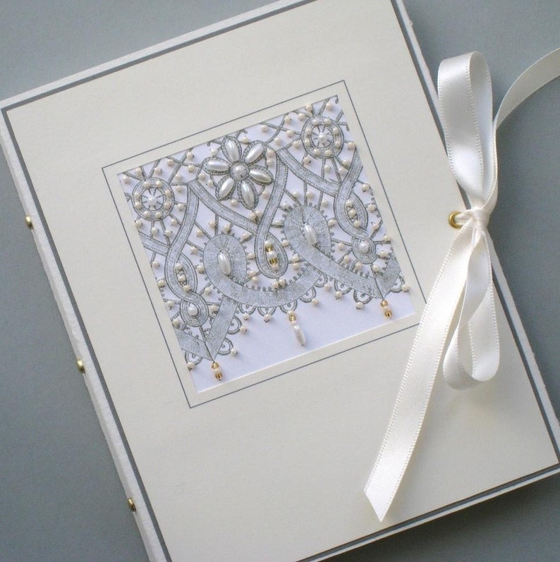 Custom Photo Album Keepsake Beaded Lace, Wedding, Anniversay, Birthday 5x7 or 6 x 7.5 image 3