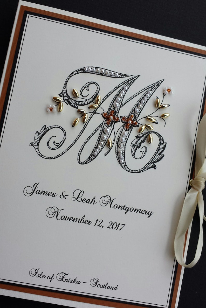 Monogram Wedding Photo Album, Personalized Photo Book, 5x7 Photos, Hand-Beaded, Petite Photo Book, Customized Album, Anniversary Keepsake image 4