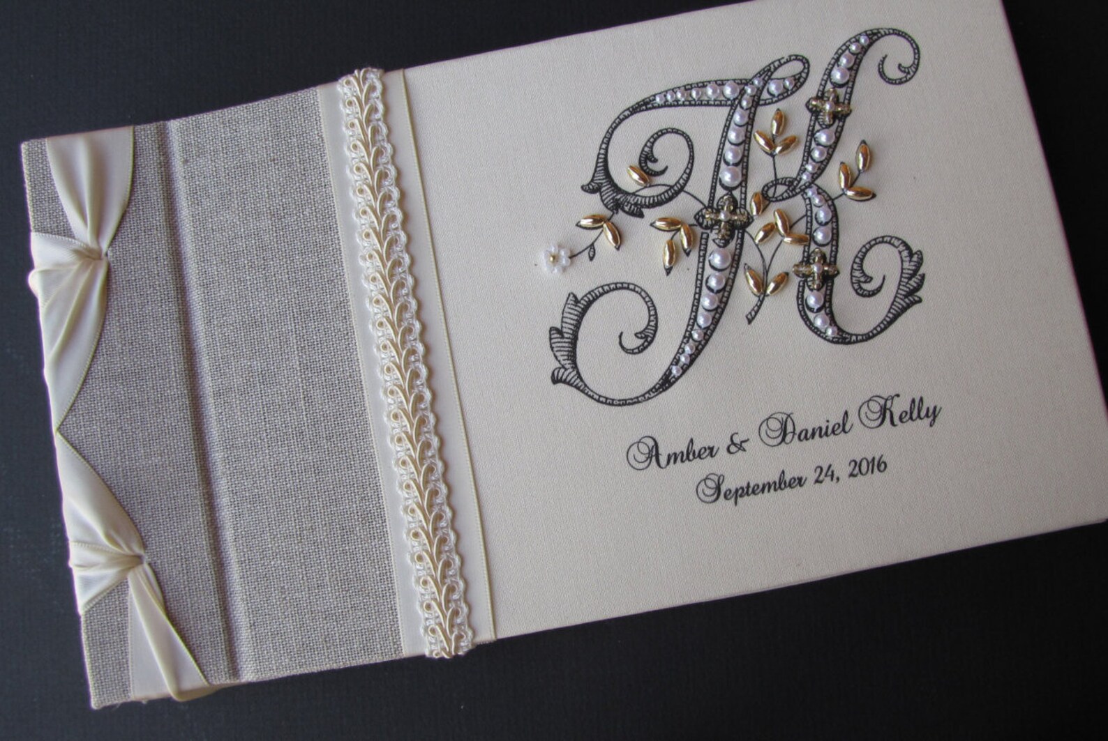 Monogram Guest Book Wedding Guest Book Guestbook Linen Etsy