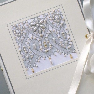 Custom Photo Album Keepsake Beaded Lace, Wedding, Anniversay, Birthday 5x7 or 6 x 7.5 image 2