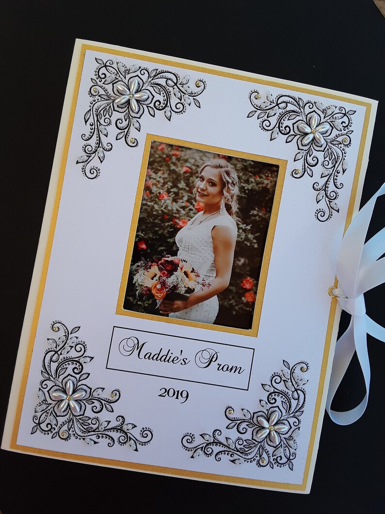 Personalized gold Wedding Photo Album, Anniversary, Mother of Bride gift, Photo Album, 5x7, 4x6, Quinceanera, School Events, Dance, Prom, image 4