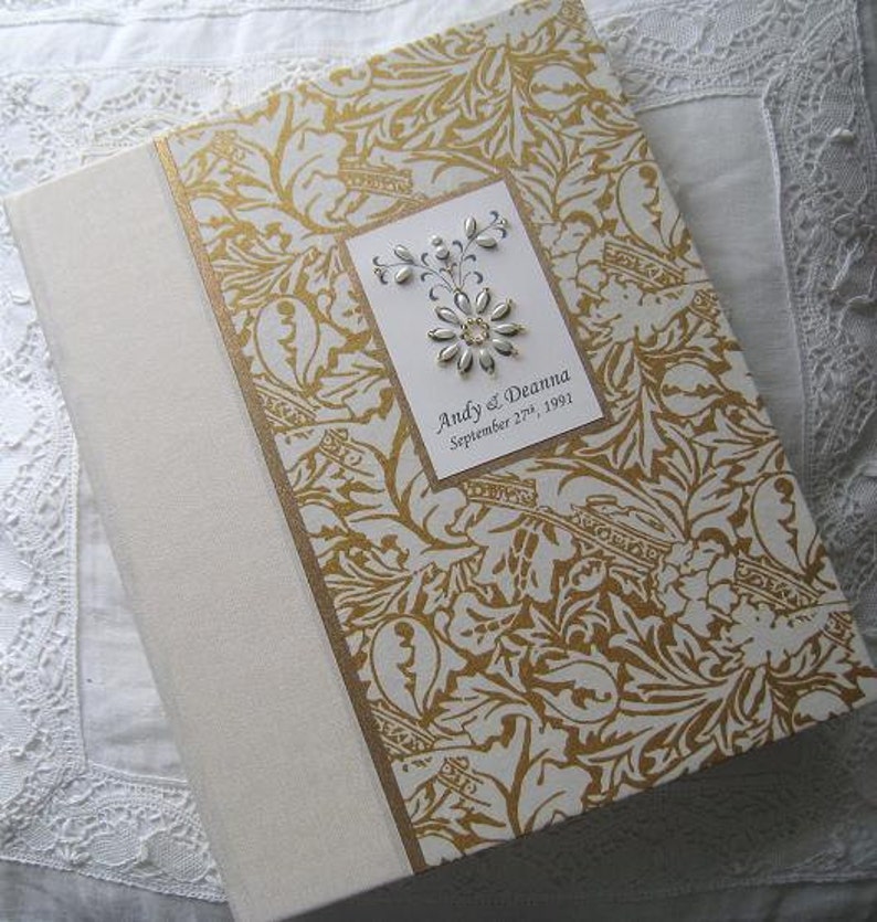 Personalized Wedding Photo Album Ivory and Gold Album image 0