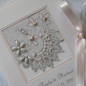 Personalized Wedding Photo Album Mother of the Bride and Groom Gift, Bridal Shower, Beaded Lace Design 5x7, 6x7.5 image 2