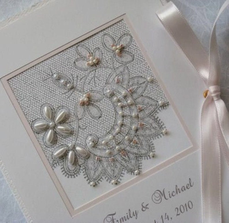 Personalized Wedding Photo Album Mother of the Bride and Groom Gift, Bridal Shower, Beaded Lace Design 5x7, 6x7.5 image 2